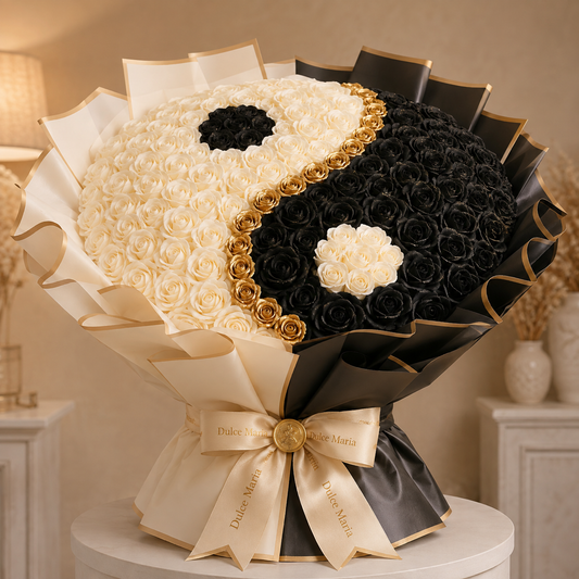 Buchet Yin & Yang Dulce Maria – trandafiri de săpun premium