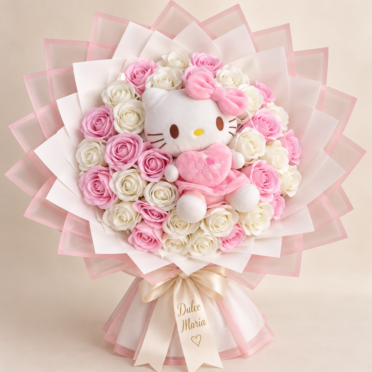 Buchet Hello Kitty Rose – Trandafiri de Săpun și Pluș