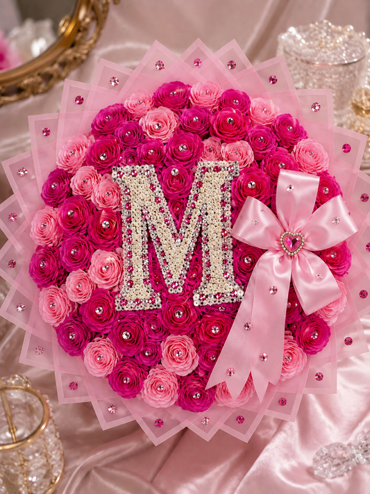 Buchet Rotund Luxury Monogram – Inițială Personalizată
