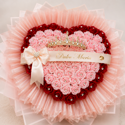 Buchet Inimă Royal Pink – Trandafiri de Săpun