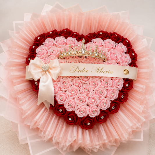 Buchet Inimă Royal Pink – Trandafiri de Săpun