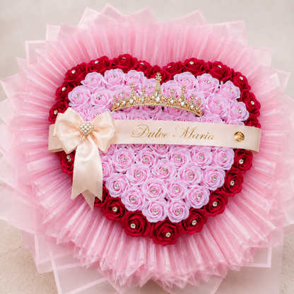 Buchet Inimă Royal Pink – Trandafiri de Săpun