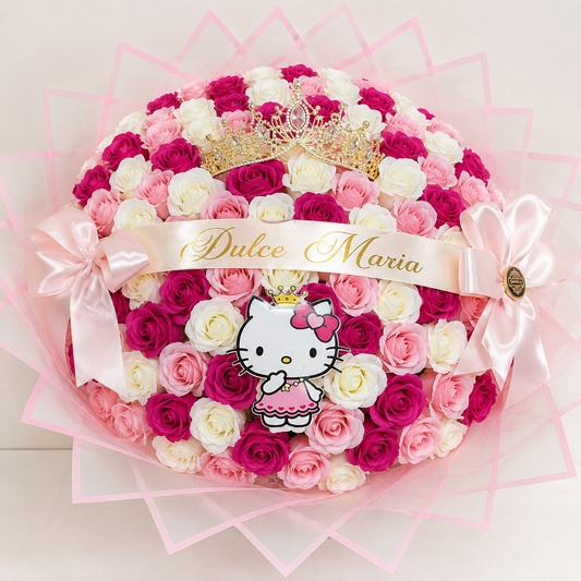 Buchet Rotund Kitty Princess – Trandafiri de Săpun