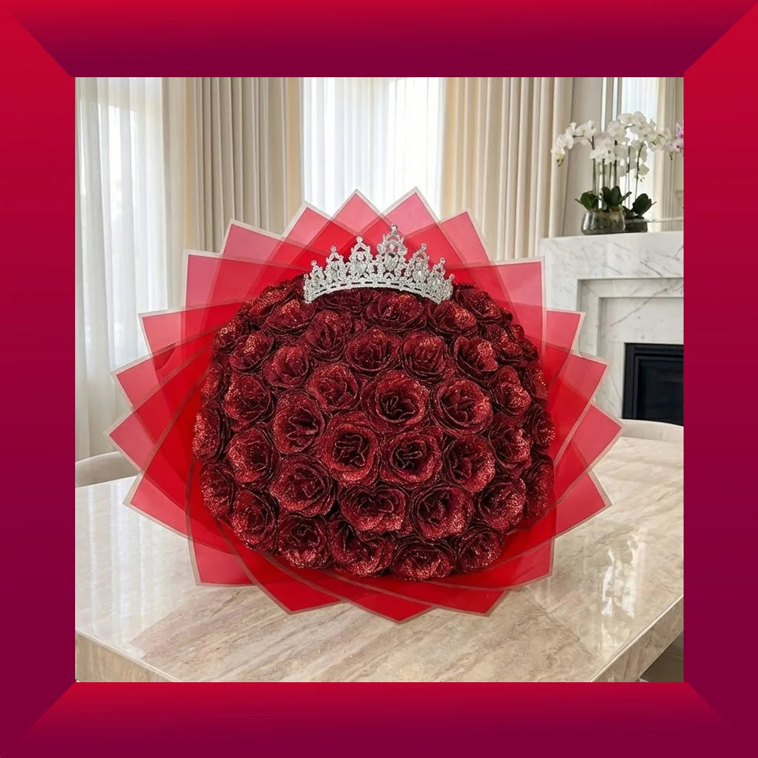Buchet de trandafiri cu sclipici Royal Red 51