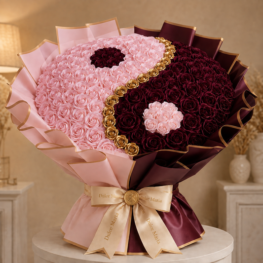 Buchet Yin & Yang Dulce Maria – trandafiri de săpun premium