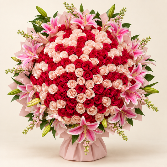 Buchet Luxury Royal Lily – Trandafiri de Săpun și Crini