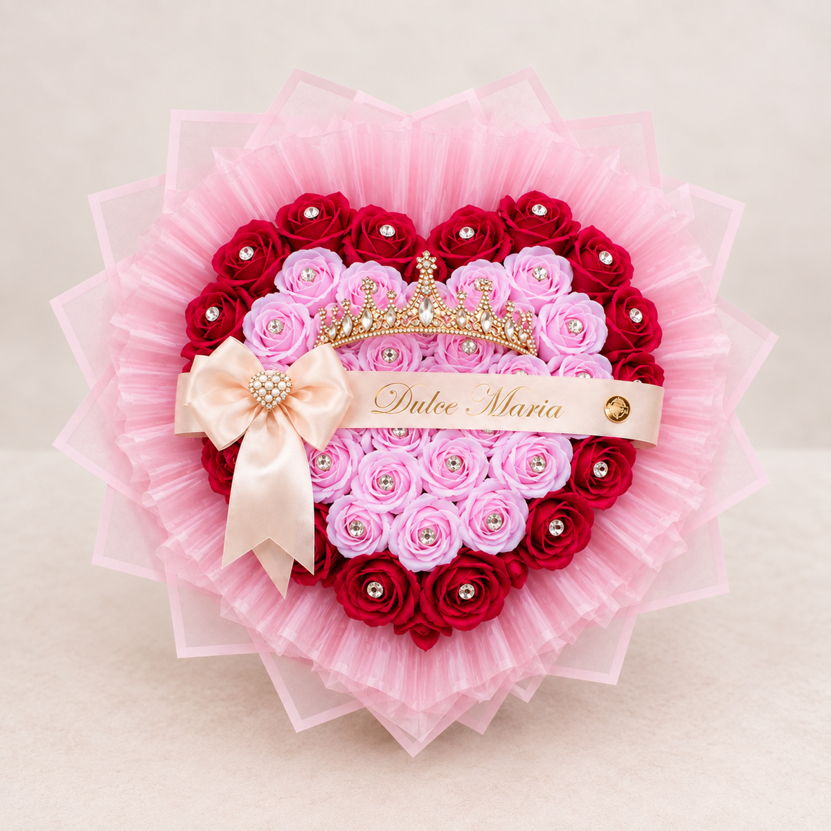 Buchet Inimă Royal Pink – Trandafiri de Săpun