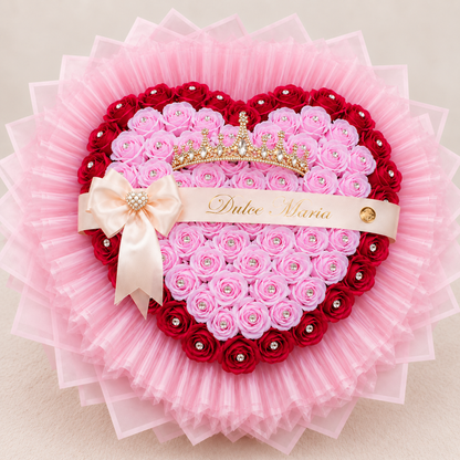 Buchet Inimă Royal Pink – Trandafiri de Săpun
