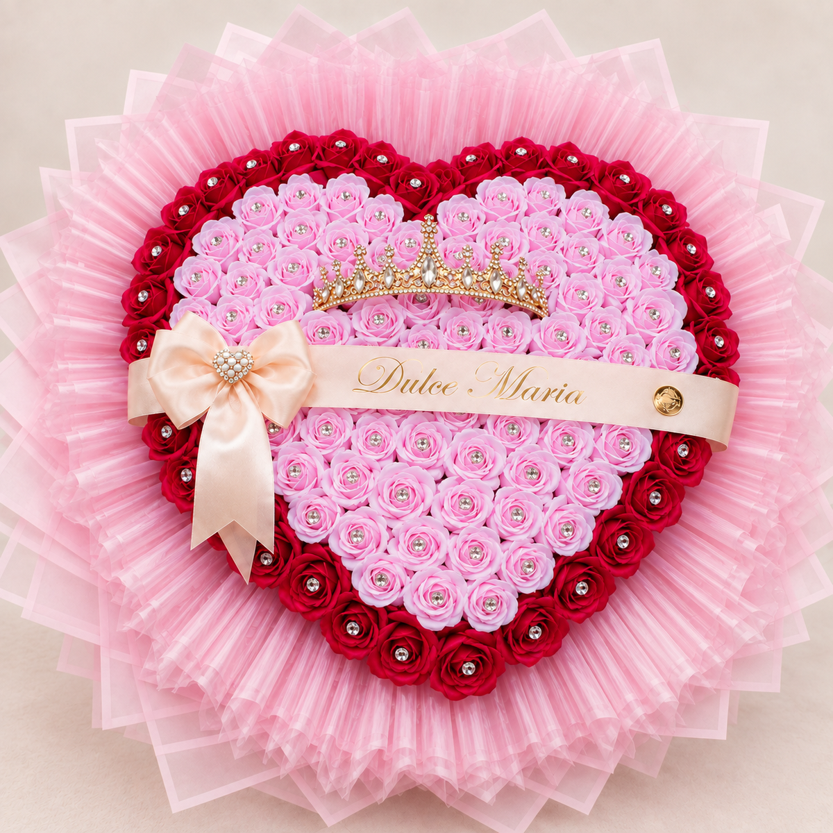 Buchet Inimă Royal Pink – Trandafiri de Săpun