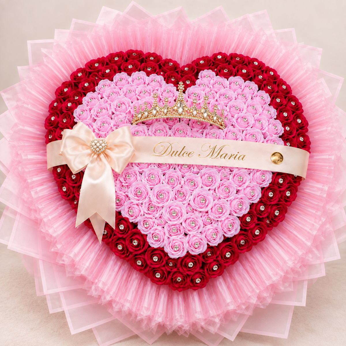 Buchet Inimă Royal Pink – Trandafiri de Săpun