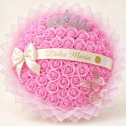 Buchet Rotund Pink Princess – Trandafiri de Săpun