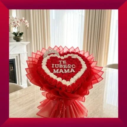 Forever Mama – Buchet cu 101 trandafiri de sapun  în formă de inimă